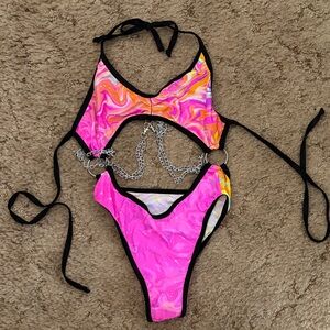 Vibrant Swirl Cutout Rave Wear